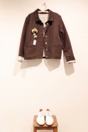Woman jacket, Dark Brown cotton canvas