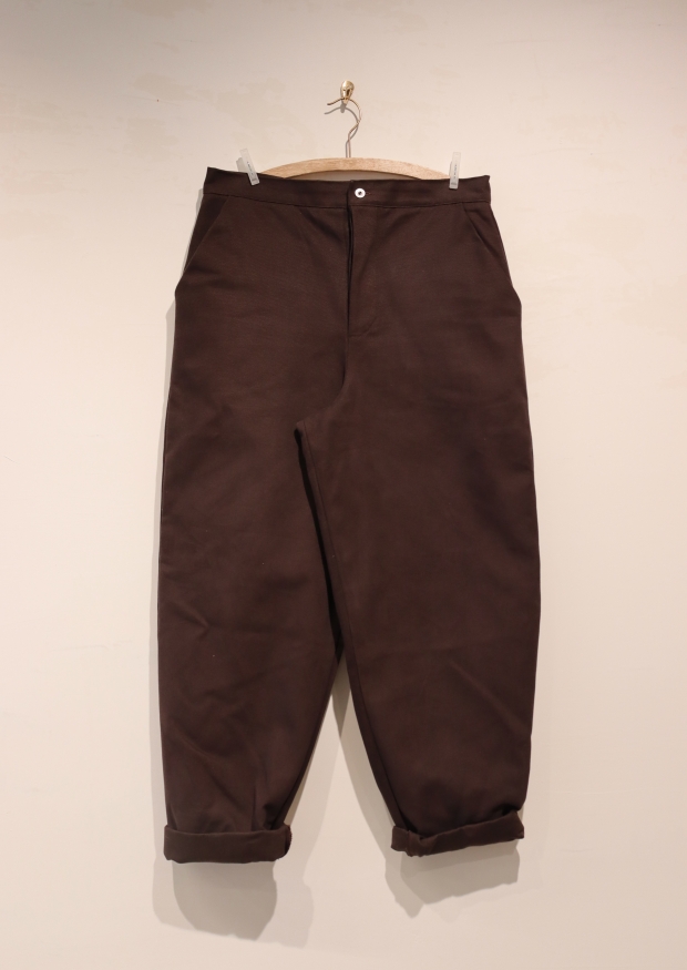 Trousers 01, dark brown cotton canvas