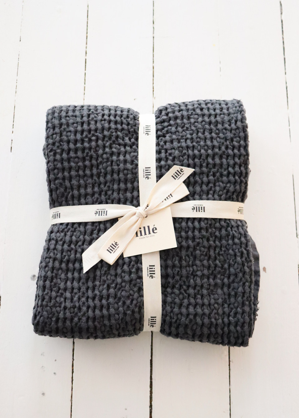 Plaid en nid d'abeille, gris sombre