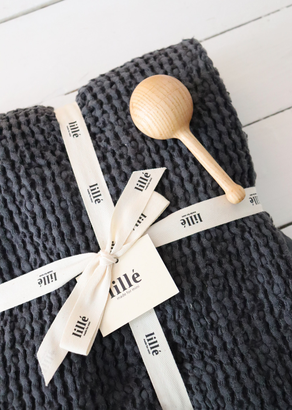 Plaid en nid d'abeille, gris sombre