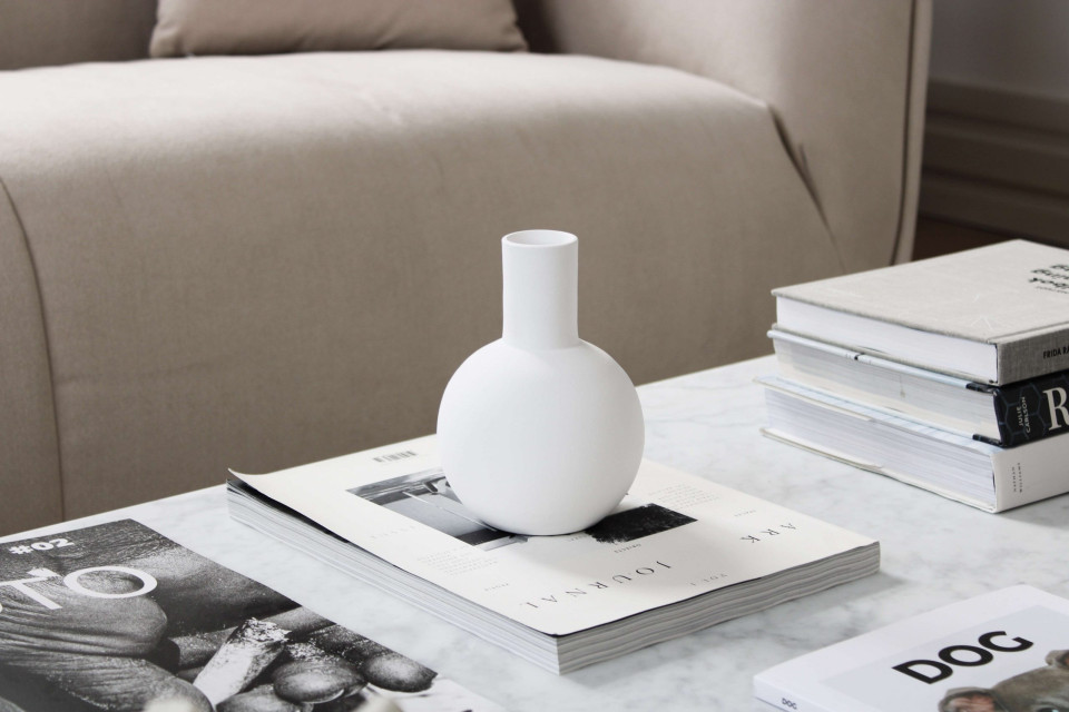 Vase blanc, Vase en céramique, Vase fabriqué à la main