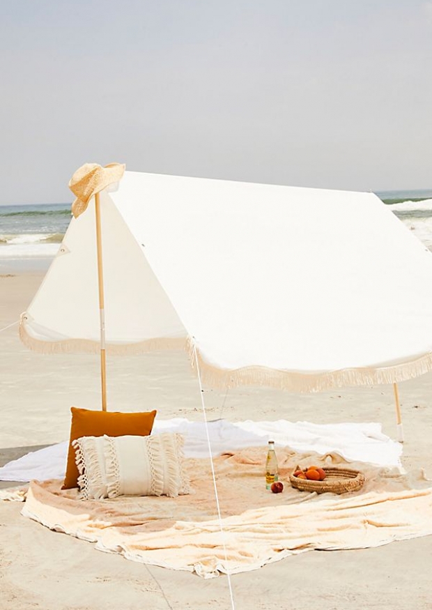 Tente de plage, blanc antique