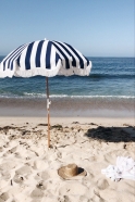Holiday beach umbrella, navy crew stripes