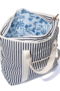 Cooler tote bag, navy blue stripes