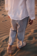 Uniform straight trousers, light stripes linen