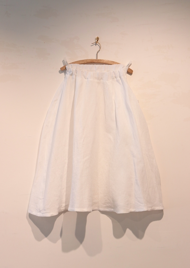 Long skirt, white linen
