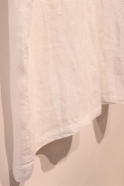 Flared dress, 3/4 sleeves, U neck, white linen