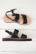 Wedge sandals Taizé, black leather