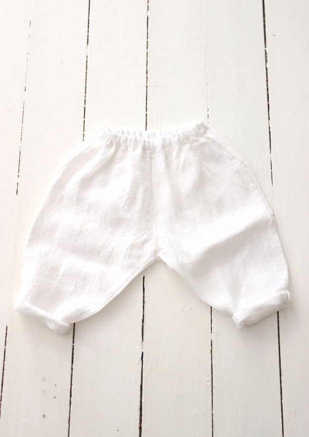 Pantalon classique, lin blanc