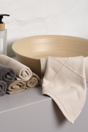 Set de 4 serviettes, coton beige