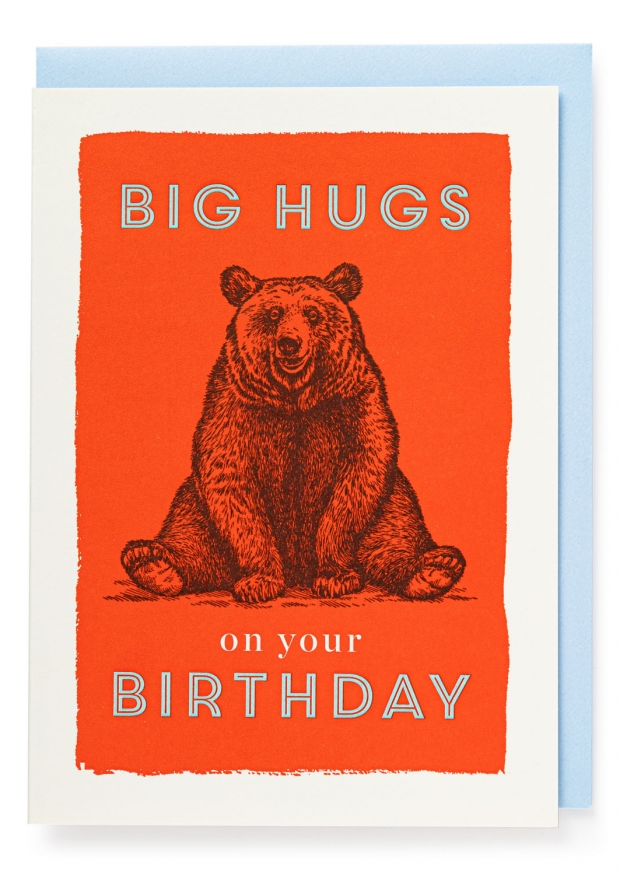 Carte postale + enveloppe "Big Hugs on your Birthday.."
