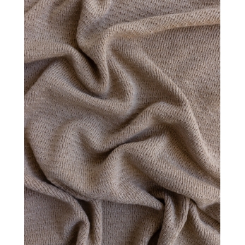 Couverture côtelée en laine de mérinos - Beige