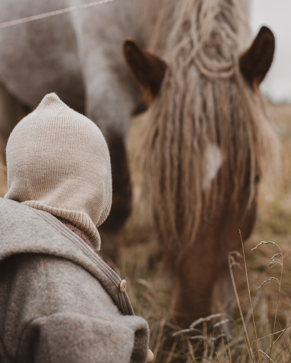 Cagoule enfant en merinos beige - HVID