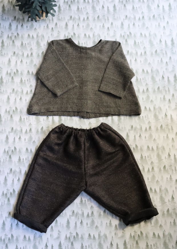 Pantalon classique, drap de laine brun