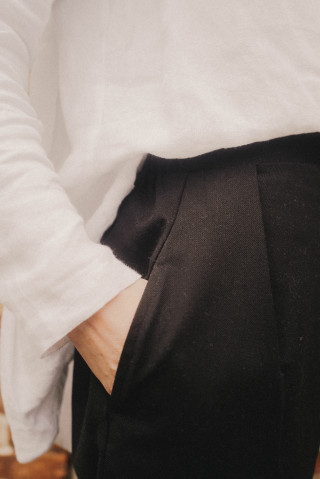 Pantalon taille haute, jean noir
