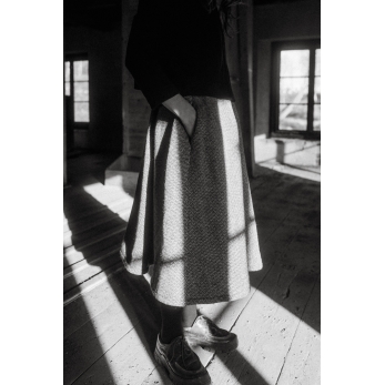 Long skirt, herringbone wool drap