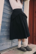 Pleated skirt, black denim