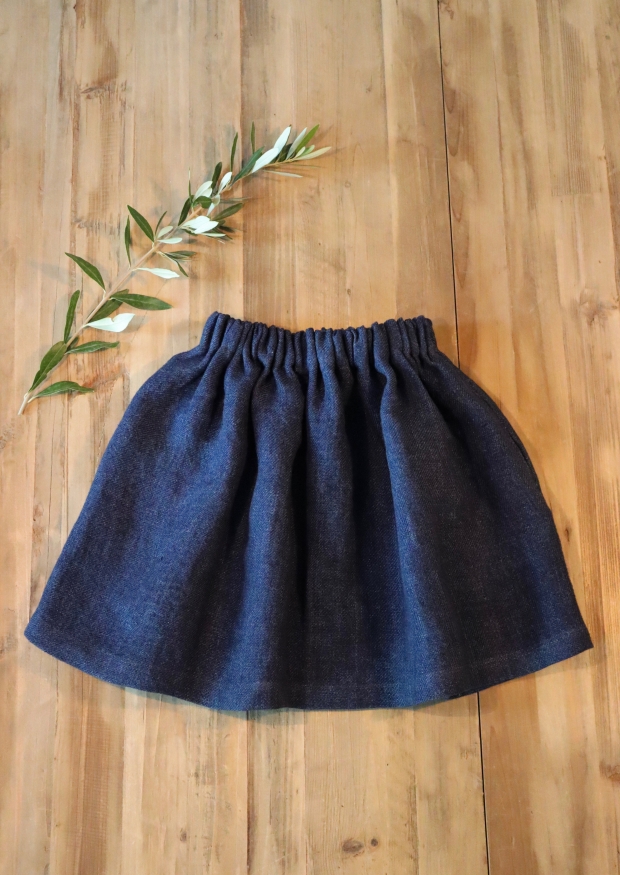 Skirt, indigo heavy linen
