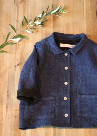 Kid jacket, indigo heavy linen