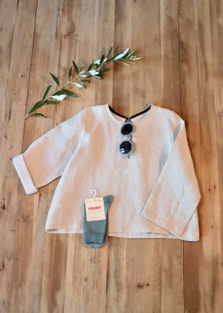 Long sleeves blouse, beige linen