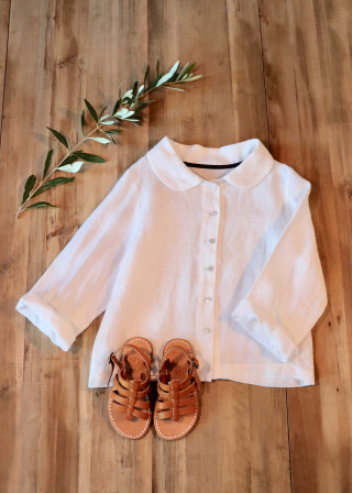 Uniform long sleeves shirt, white linen