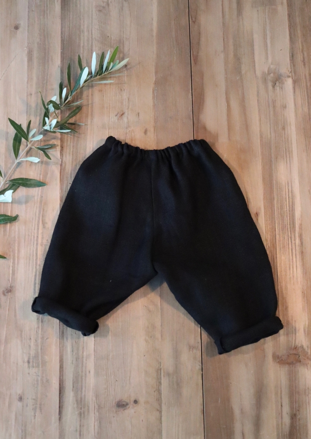 Pantalon classique, lin épais noir