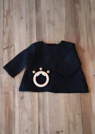 Long sleeves blouse, black linen