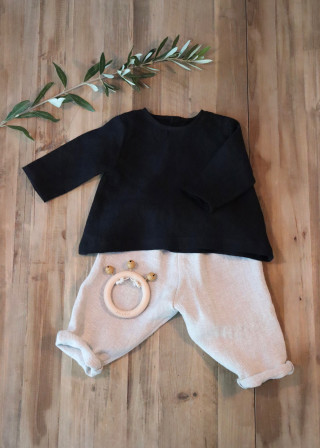 Blouse manches longues, lin noir