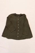 Pleated shirt, green linen