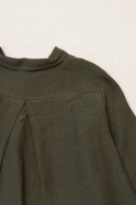 Pleated shirt, green linen