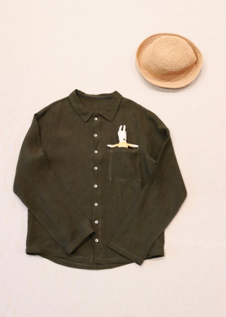 Man shirt, green linen