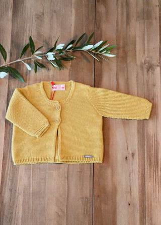 Garter stitch cardigan, mustard