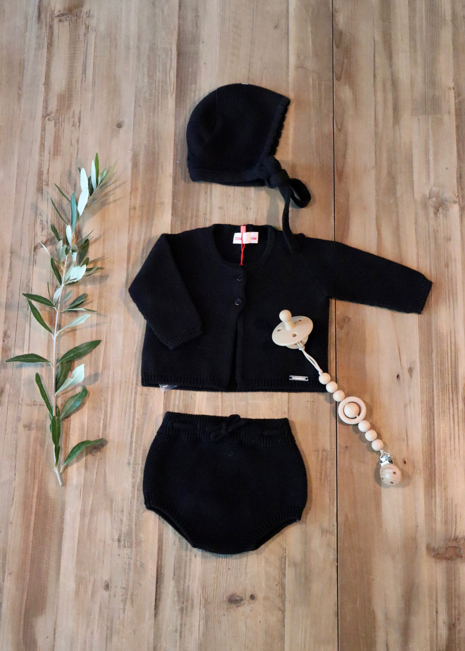 Garter stitch cardigan, black