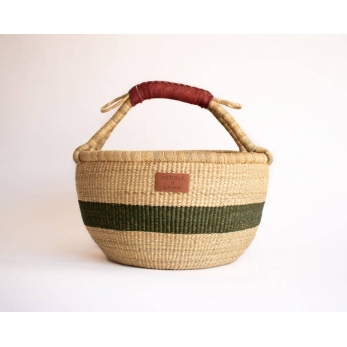 Large bolga basket, green stripe
