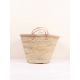 Large basket with natural leather handles