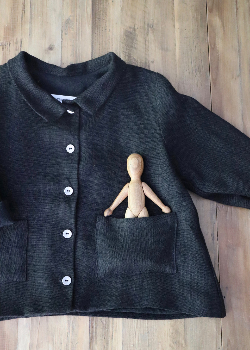 Veste enfant, lin épais noir Veste enfant, lin épais noir