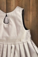 Pleated dress, sleeveless, off white corduroy
