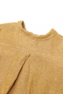 Pleated shirt, mustard linen