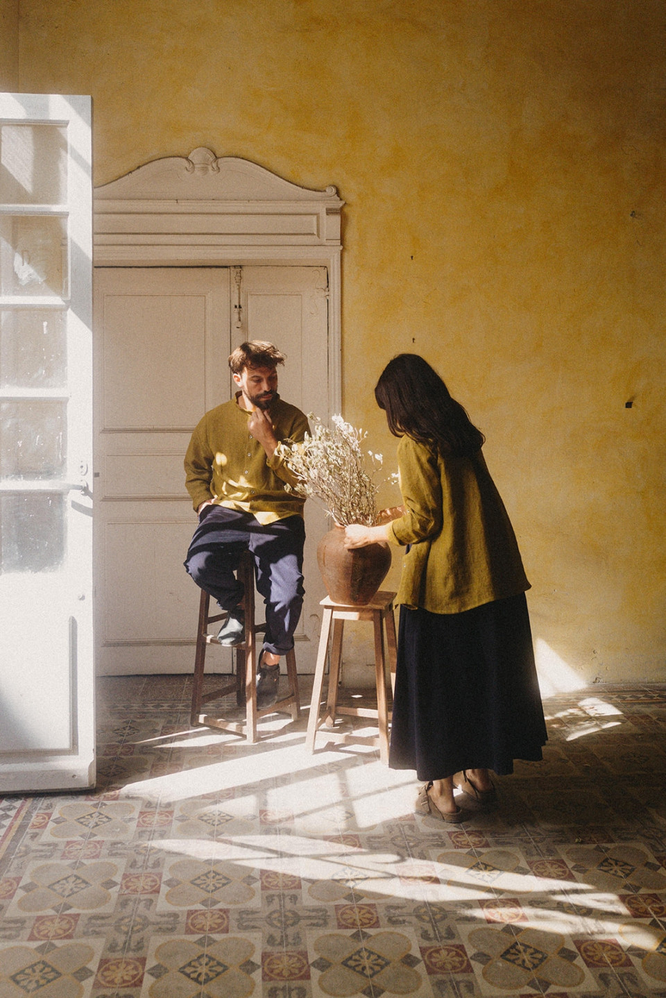 Pleated dress, sleeveless, night blue corduroy