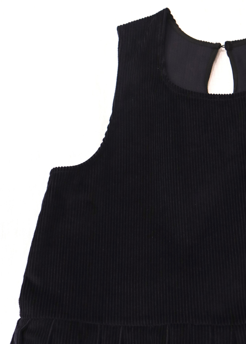 Robe à plis sans manches, velours bleu nuit