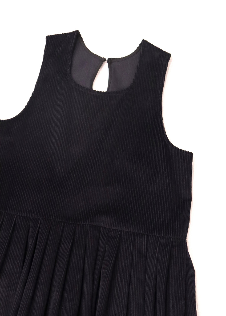 Robe à plis sans manches, velours bleu nuit