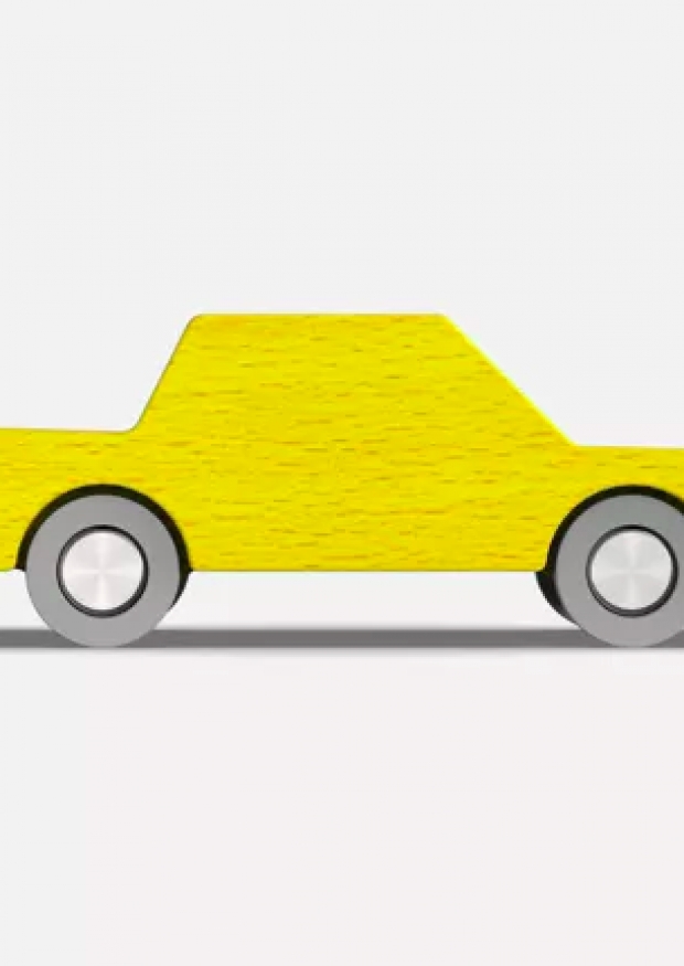 Wooden car - yellow