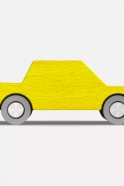 Wooden car - yellow