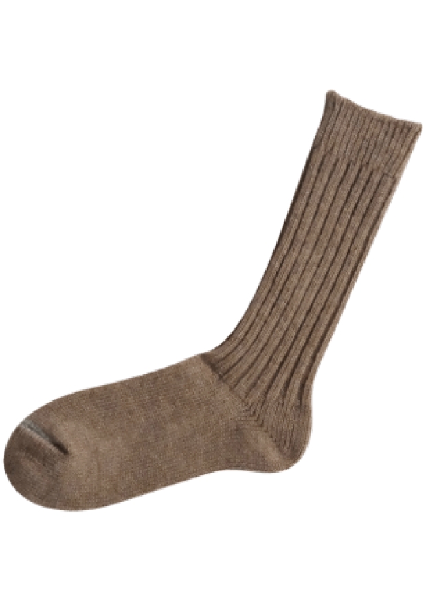 Wool ribbed socks, beige