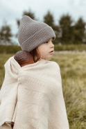Bonnet cotelé en laine mérinos - Gris clair