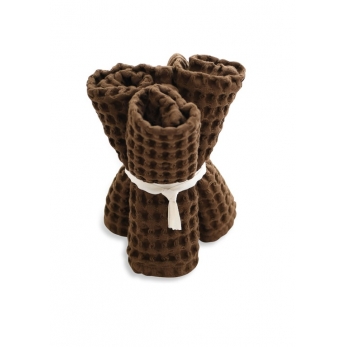 Big waffle wash cloth (set of 3 pcs), dark khaki cotton