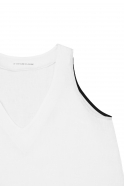 Sleeveless blouse, V neck, white linen