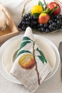 Set of 6 linen napkins, fruit print