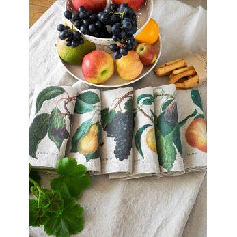 Set of 6 linen napkins, fruit print