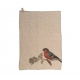 Kitchen towel in red bird printed linen